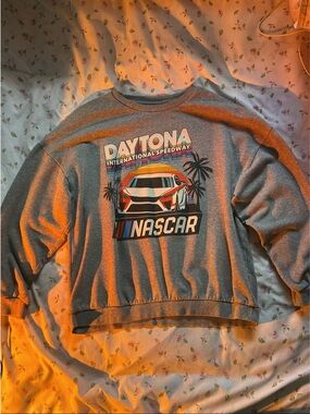 Nascar Grey Daytona Crewneck Sweatshirt Grey Oversized Drop Shoulder Size S